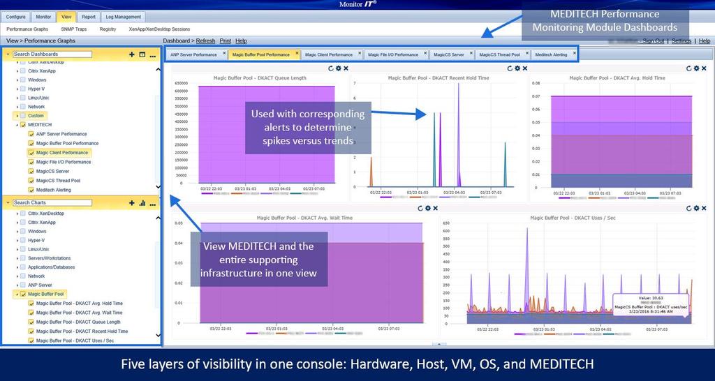 Performance Graphs Goliath provides five layers of visibility into one console: