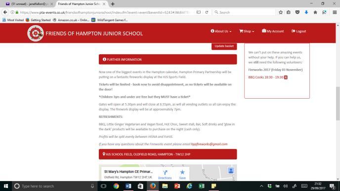 STEP 1: CLICK ON THE LINK: https://www.pta-events.co.uk/friendsofhamptonjuniorschool This will take you to the PTA Events home page.