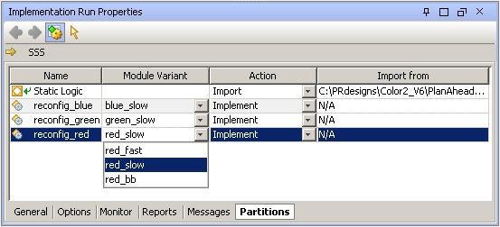 Place & Route Configurations Uses existing Run command Give unique name to each Configuration Select the RMs desired for each RP Allows multiple