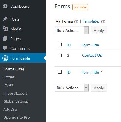 2 Creating a Form After activating the Formidable Forms plugin, you can build a form using fields.
