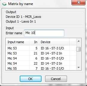 There are four methods available to route audio in the Optocore Control Software: - From the device s input tab (by output name or by ID) - From the device s output tab (by input name or by ID) -