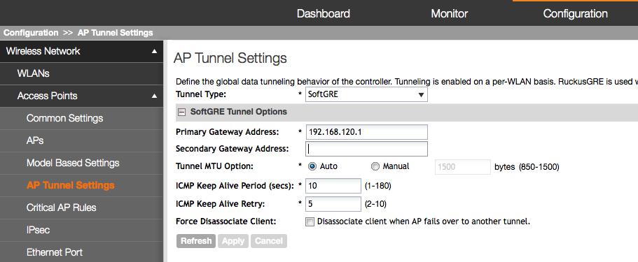 FIGURE 13 ENABLING PER WLAN TRAFFIC TUNNELING Enabling Soft GRE tunnel A Soft GRE tunnel can be enabled if the AP has to terminate traffic on a 3 rd -party gateway with Soft GRE support.