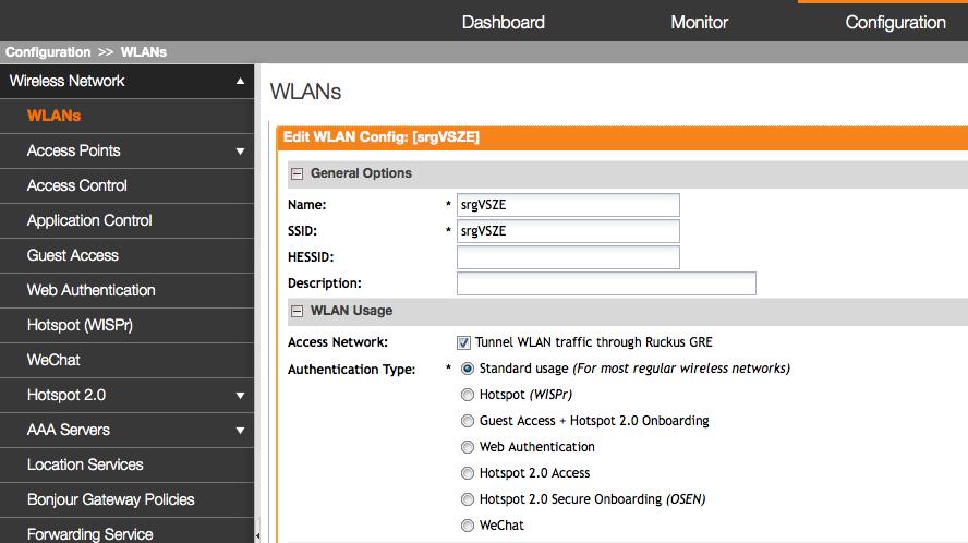 Tunneling is enabled on per-wlan basis. To configure it for a specific WLAN, use the following steps: 9. Go to Configuration>>WLANs 10.