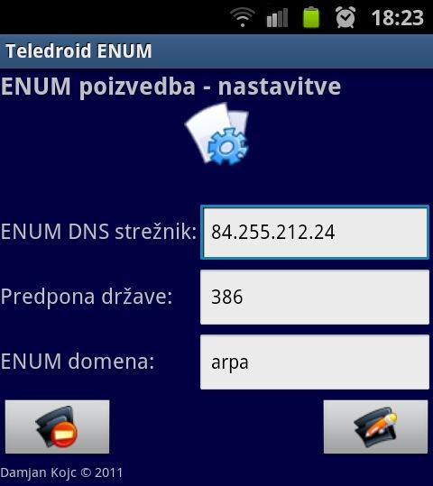 Univerzalni komunikacijski odjemalec s podporo za Uporabniški ENUM Stran 92 preko mobilnega omrežja ali povezava v brezžično omrežje, ki ima dostop do Interneta.