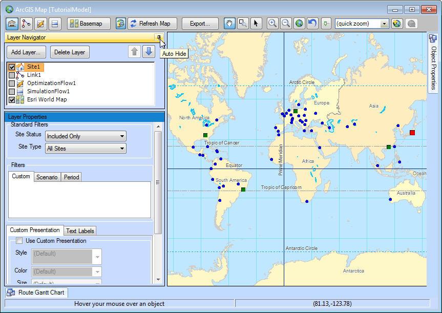 Part 2: Starting With a New Project and Model 2. Note that, by default, the sites are already displayed on the map. These are the site locations we identified in our data through the GeoCoding Guru.