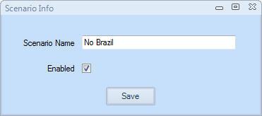 Click New in the upper left corner in the Scenario section, and add No Brazil as the scenario