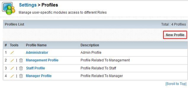 15 Second CRM Getting Started 2013 Profiles With profiles you set the user privileges to access, change or delete data.