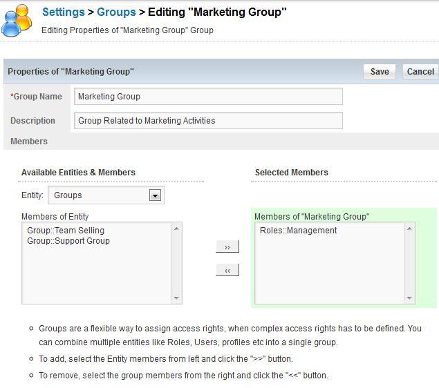 21 Second CRM Getting Started 2013 To create a new group, click the [Create New Group] button at the list view.