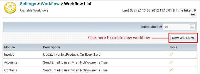 41 Second CRM Getting Started 2013 Once scheduler is setup then go to [Settings] menu, scroll down until you see [Other Settings] section and [Workflows] module there.