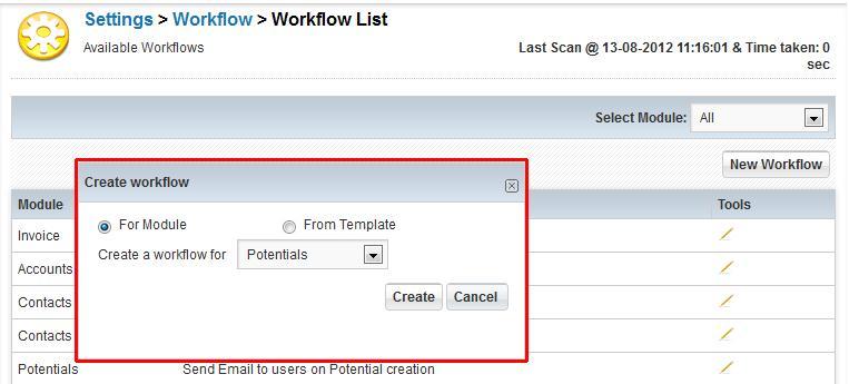 To set up for new [Workflows], you will see screen like shown below: Figure 44.