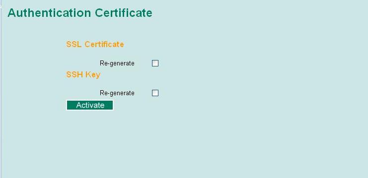Authentication Certificate The switch offers two methods to encrypt the communication: SSL Certificate and SSH Key. You can only use one of the encryption types at the same time.