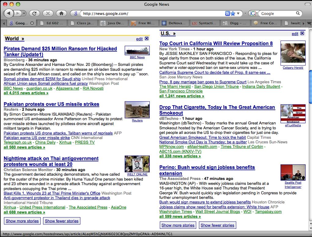 Google News: automatic clustering gives