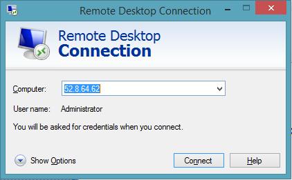 Test 1: Visiting Private Server On a PC with Internet connection, you can use remote desktop client to visit private virtual server. 1. Type mstsc in Startup of Windows system, press Enter.