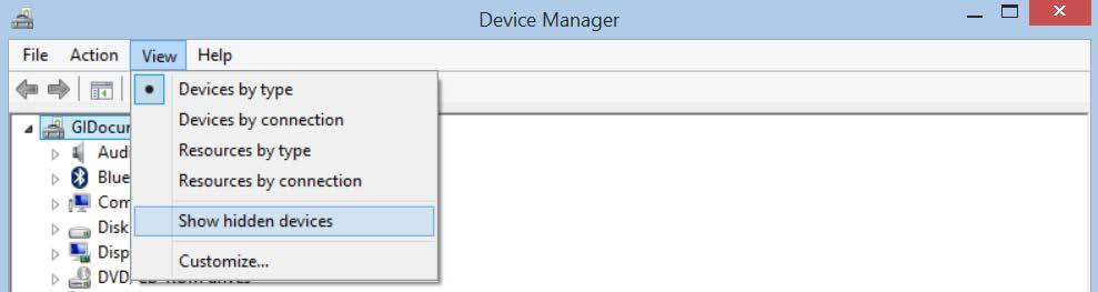 1 Determining the correct COM Port for help with locating the device manager. See Fig. 2.3.1 below. Fig. 2.3.1 Select a COM Port to uninstall/delete Step 2.