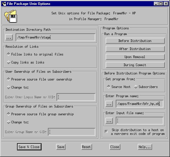 Setting File Package Properties menu. Software Distribution displays the File Package Unix Options dialog. Software Deployment Using File Packages Complete the following steps: a.