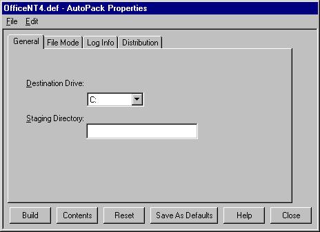 def file that you are editing. This window is the same as the one that is displayed when you initially create an AutoPack file, as shown in Setting AutoPack File Properties on page 5-13.