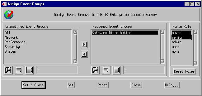 Installation 1. Select Assign Event Groups... from the event console s icon menu. The Assign Event Groups dialog is displayed.