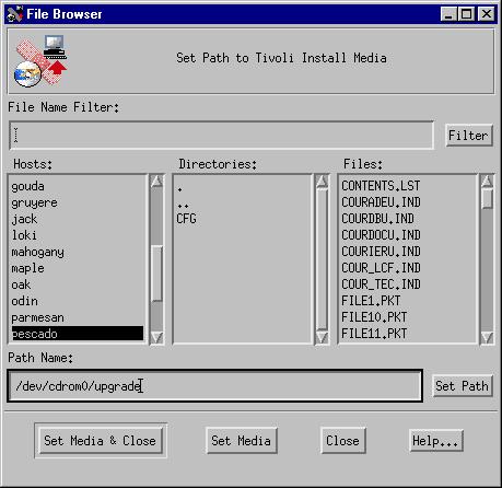 Upgrading from Software Distribution 3.1 1. Press the Select Media... button to display the File Browser dialog.