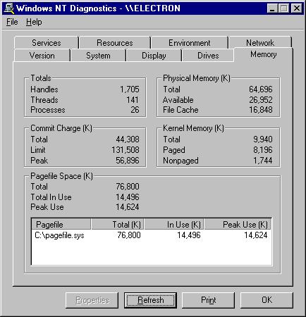 Creating a Repeater Hierarchy The C:\ drive has 1778 MB of free disk space. a. Check for available memory on electron (a Windows NT machine) by double-clicking on the Windows NT Diagnostics icon in the Administrative Tools window group.