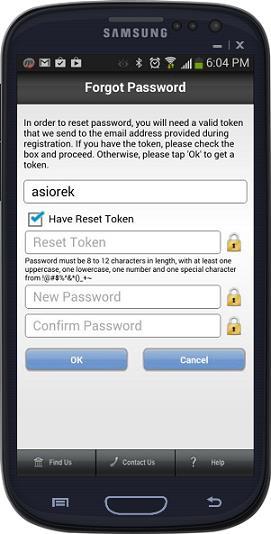 Password Reset When you check Have Reset Token, you will be prompted to enter the