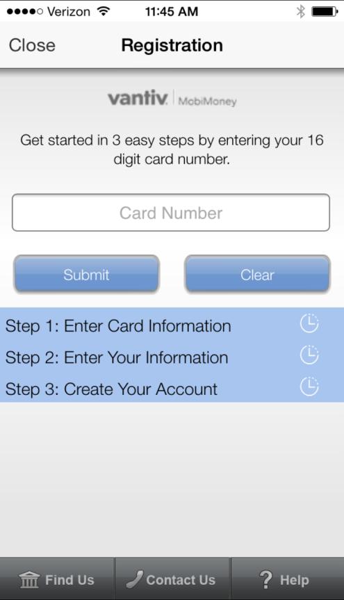 User Registration Enter Card Number When you click "Registration," you will be taken through the