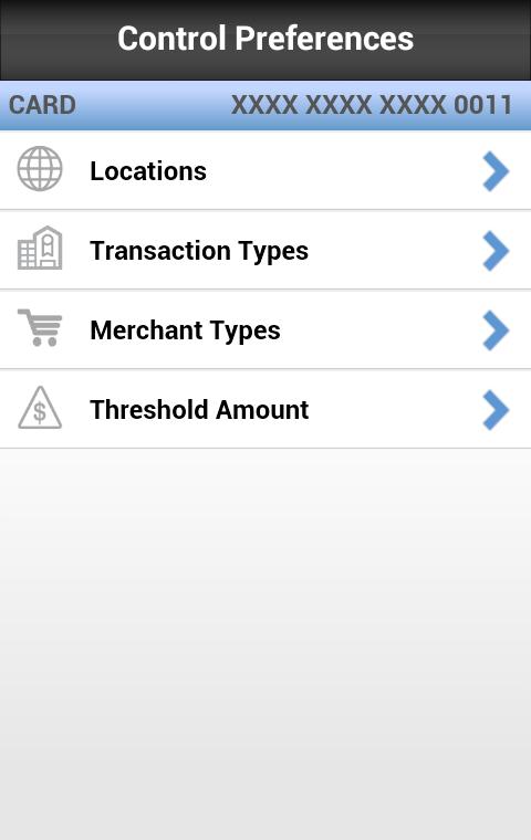 Authorization Controls You can specify card "Authorization Control" policies on this screen: - Selecting "Locations" prompts you to choose one of several location features for transaction