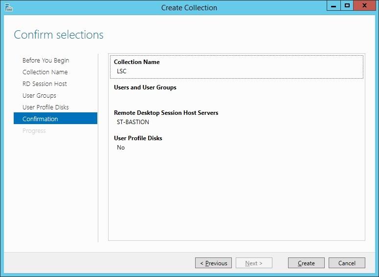 21. On the Confirm selections page, click Create. 22. An empty collection will be created.