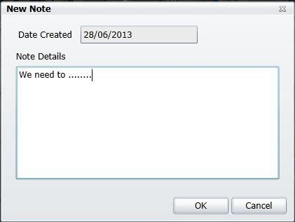 3. Edit the required details if required and clicking on the OK button. The edited details of the edited note will be displayed in the Notes accordion.
