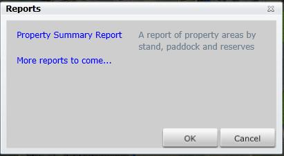 The Reports message box will be displayed in the Map Panel. 5. Click on the required report.