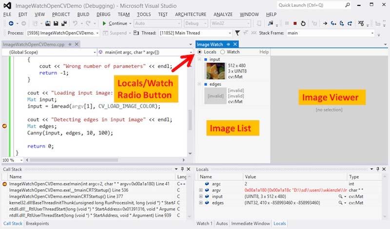 Optional for VS User: Image Watch Image Watch is a Visual Studio plug in to visualize in memory images while