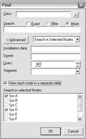 Figure 8. Find dialog Depending on your configuration, you might see one or more site-specific fields in conjunction with user information.