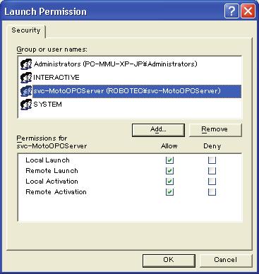 Figure 7 Launch and Activation Permissions Repeat this