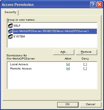 DCOM configuration 11 Figure 8 Access permissions Configuration of OPC Enum component. This component allows a remote OPC client to browse the local machine.