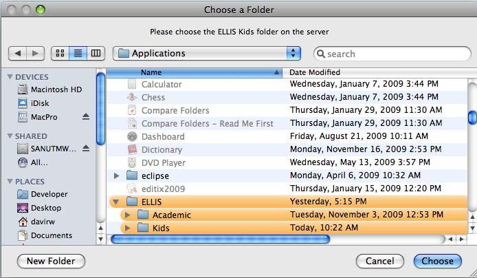 Chapter 8 Macintosh Network Installations 3. Choose a location for the ELLIS folder. Select a destination folder in which to install ELLIS Essentials (Figure 8-13).