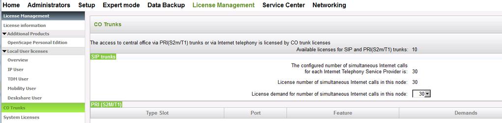 Additional Configuration License Add the S2M/SIP Trunk license to the SIP-Trunk Route configuration (optional) The route configuration will be created automatically. It should look like below.