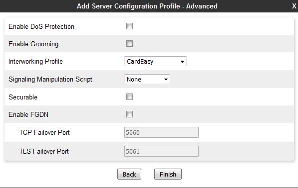 In the Port box, enter the port to be used for the SIP Trunk. In the Transport drop down menu, select TCP. Click on Next.
