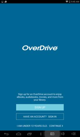 Amazon App Store. 1. Open the OverDrive app. 2.