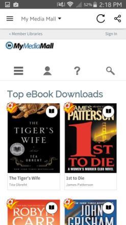 ebooks have a book icon and eaudiobooks have a headphones icon.