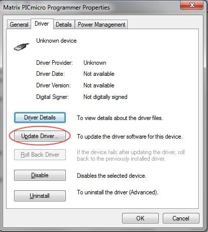 Once you have done this navigate to the Driver tab at the top and then click on Update Driver.