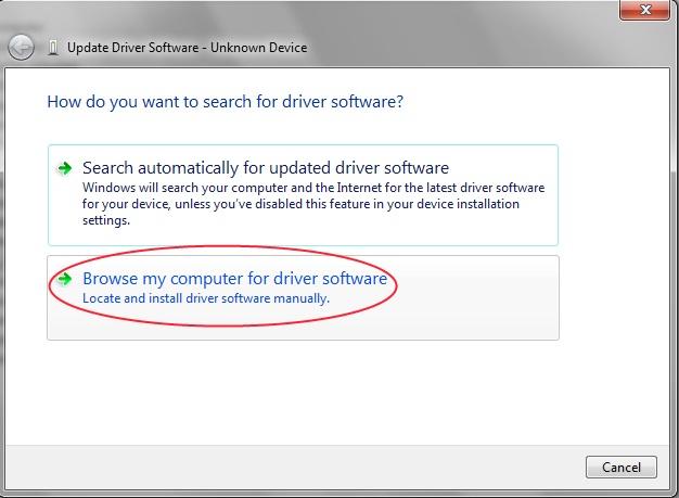 Once you have done this you will be prompted to search for drivers, point the program to the folder where you extracted the files in the previous step.
