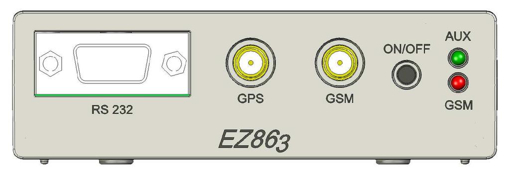 2. Interface Description 2.1 Overview EZ863 GPS Terminal provides the following connectors for power supply, interface and antennas: 1. On/Off push button. 2. SMA connector (female) for GSM antenna.