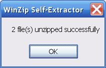 Click on Unzip. After the files are extracted, the systems displays: Click on OK. Now close this program by clicking on Close.