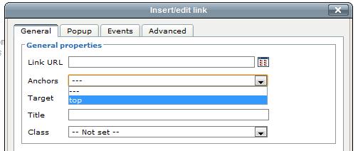 8. The Insert/edit Link dialog will appear.