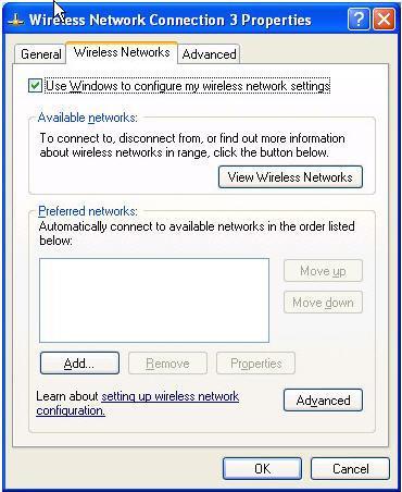 For more information on using the Automatic Wireless Network Configuration please refer to Windows XP/XP 64bit Help file.