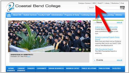 LOGGING IN TO BLACKBOARD Go to our main Coastal Bend College website at www.coastalbend.