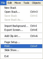 To Print the Stack From the File Menu, click on 21 the Print option. The Print Stack dialog box will appear.