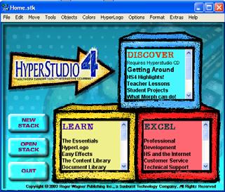 HyperStudio 2 To Go to the Home Stack: The opening screen will appear similar to the one to the right.