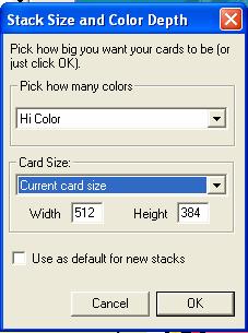 4 To Start a New Stack: To begin the About Me stack, click on the New Stack Button on the Home page. A dialog box will appear as shown below right.