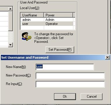 5.1.1.1.2 User and Password If you need to modify a password used to log into the client software, you can do so through this interface.