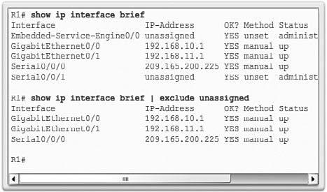 Figure 1-25 Filter show Commands by Common Keyword Note The entire output of the show ip interface brief